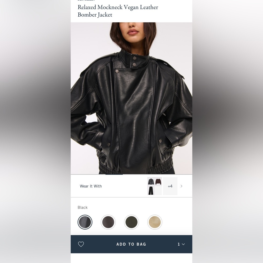 Black Leather Bomber Jacket - Women